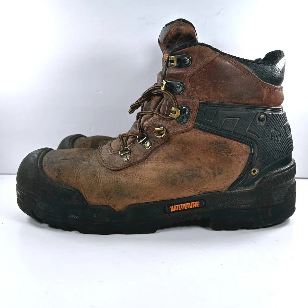 Wolverine Hellcat Mens 11.5 Waterproof Leather Work Boots Brown W10912